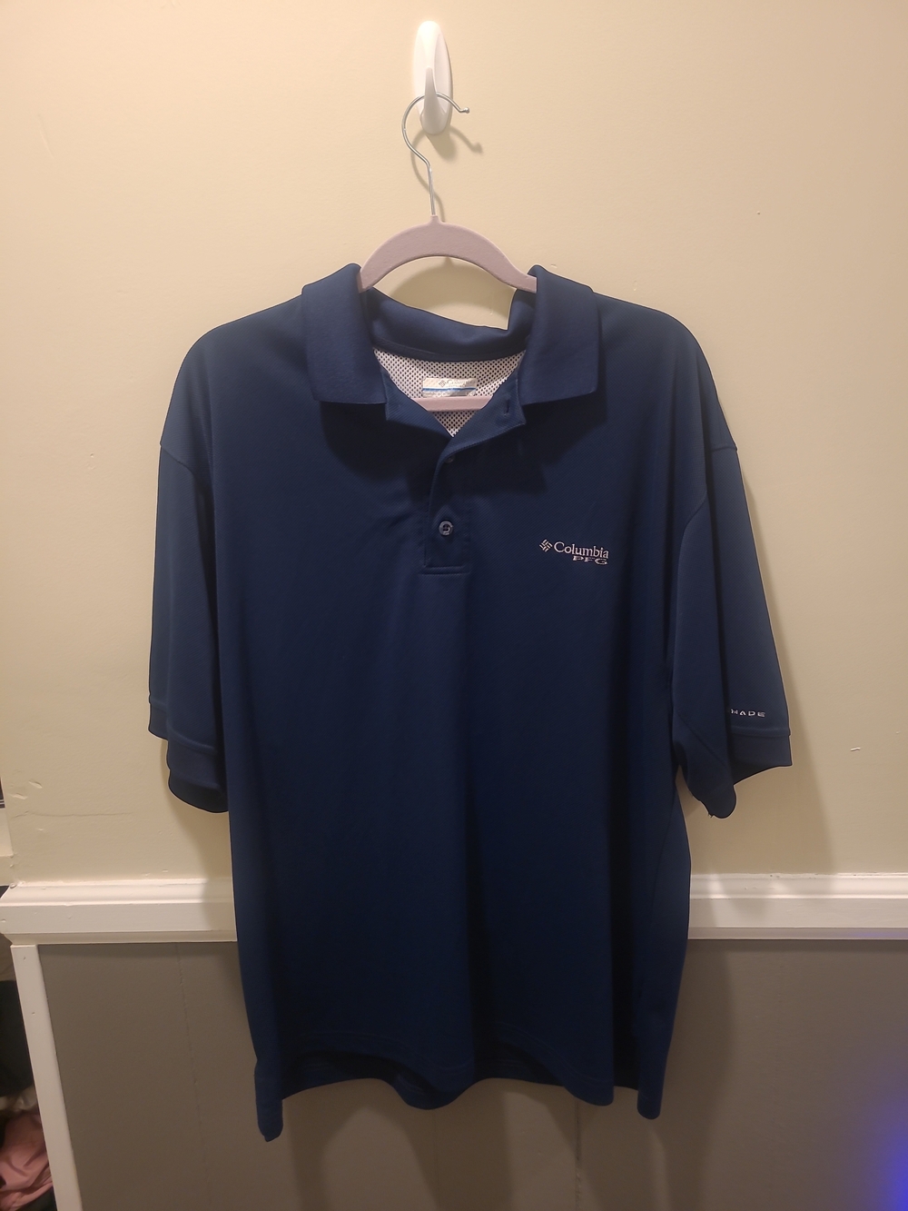 Columbia Omni Shade Polo Shirt Mens Large PFG Blue Vented Tennis Golf